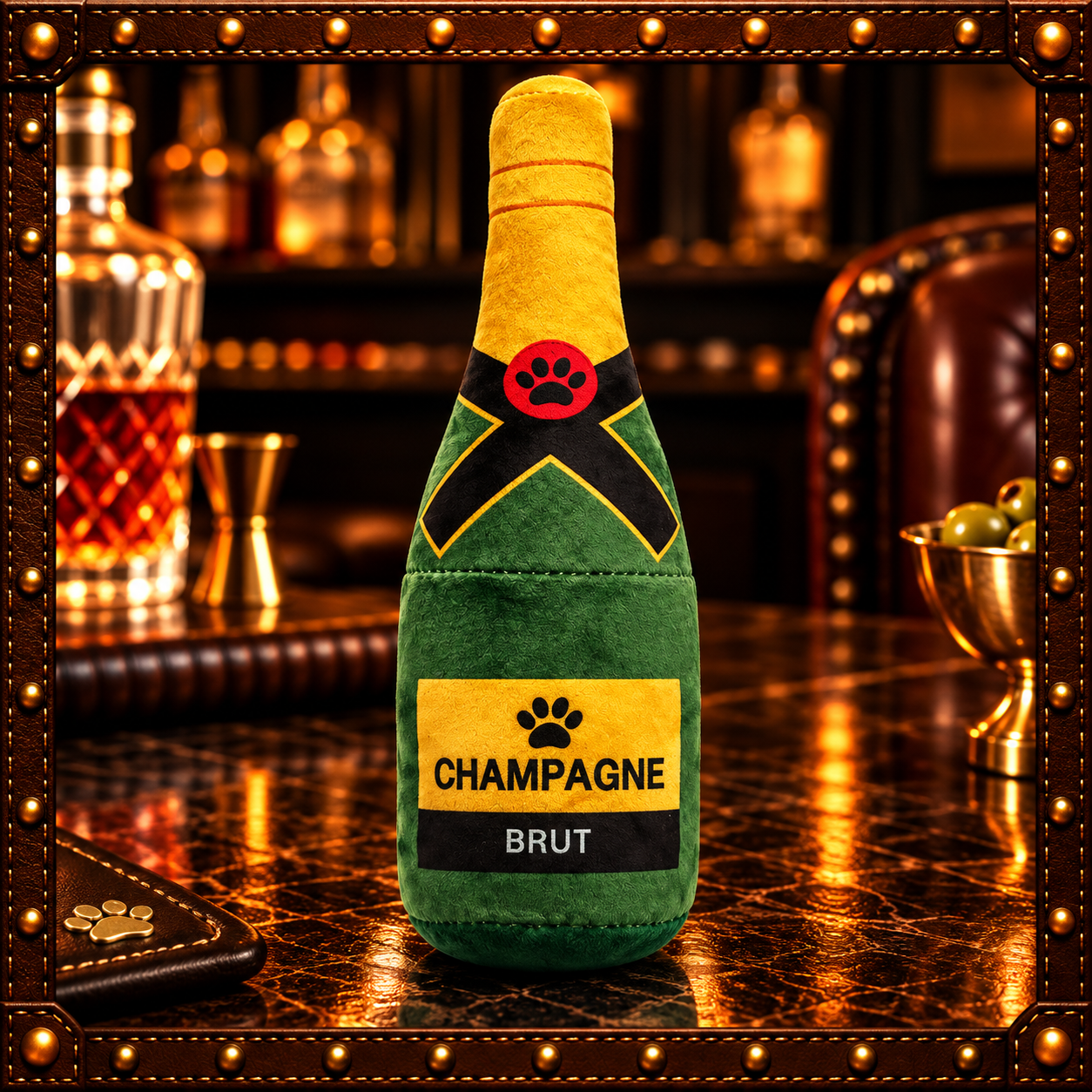 Champagne Bottle Plush Squeaky Dog Toy
