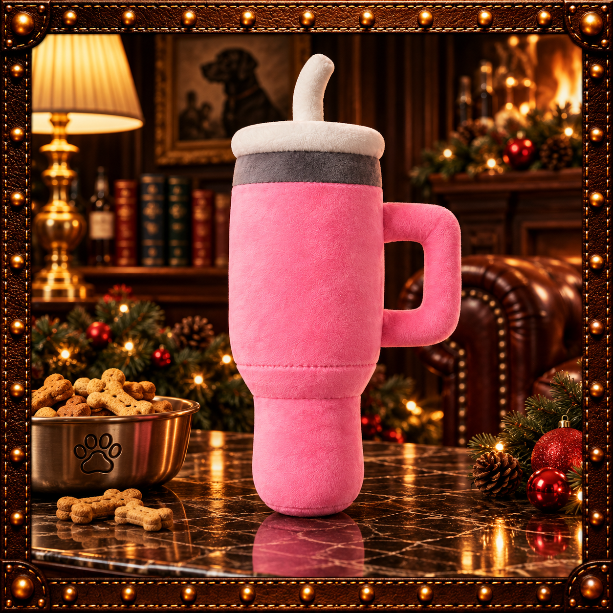 Pink Tumbler Plush Squeaky Dog Toy