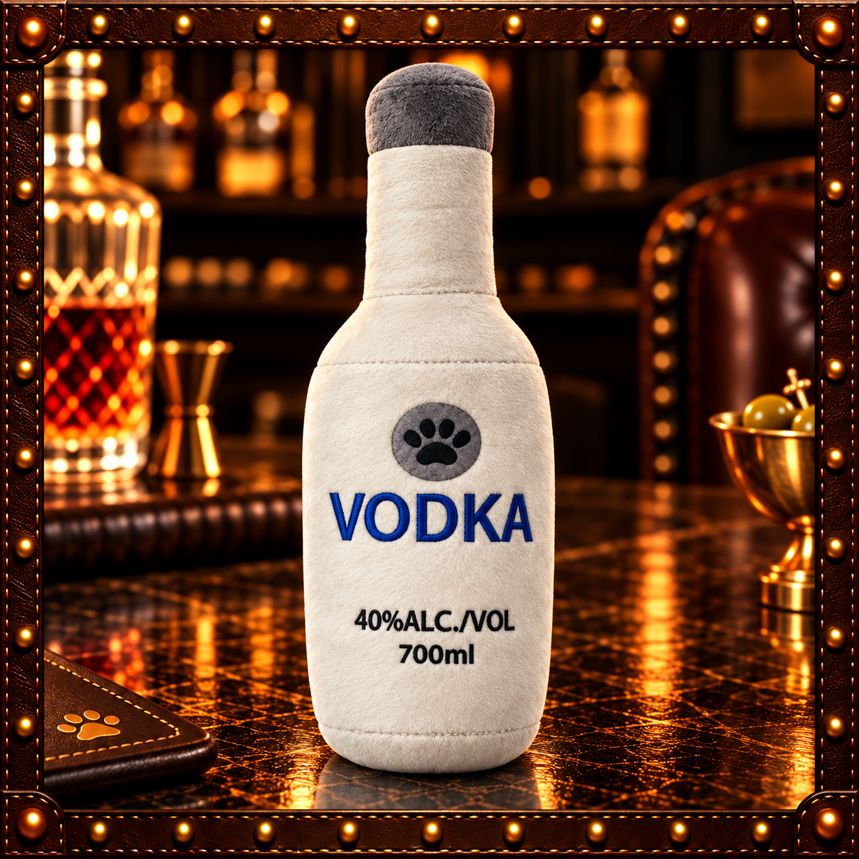 Vodka Bottle Plush Squeaky Dog Toy