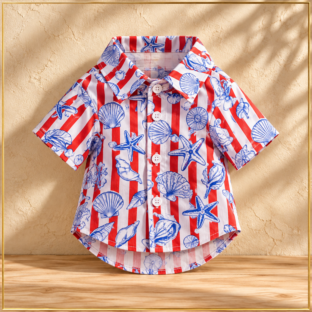 Seaside Shells Pet Shirt Flat Lay.png