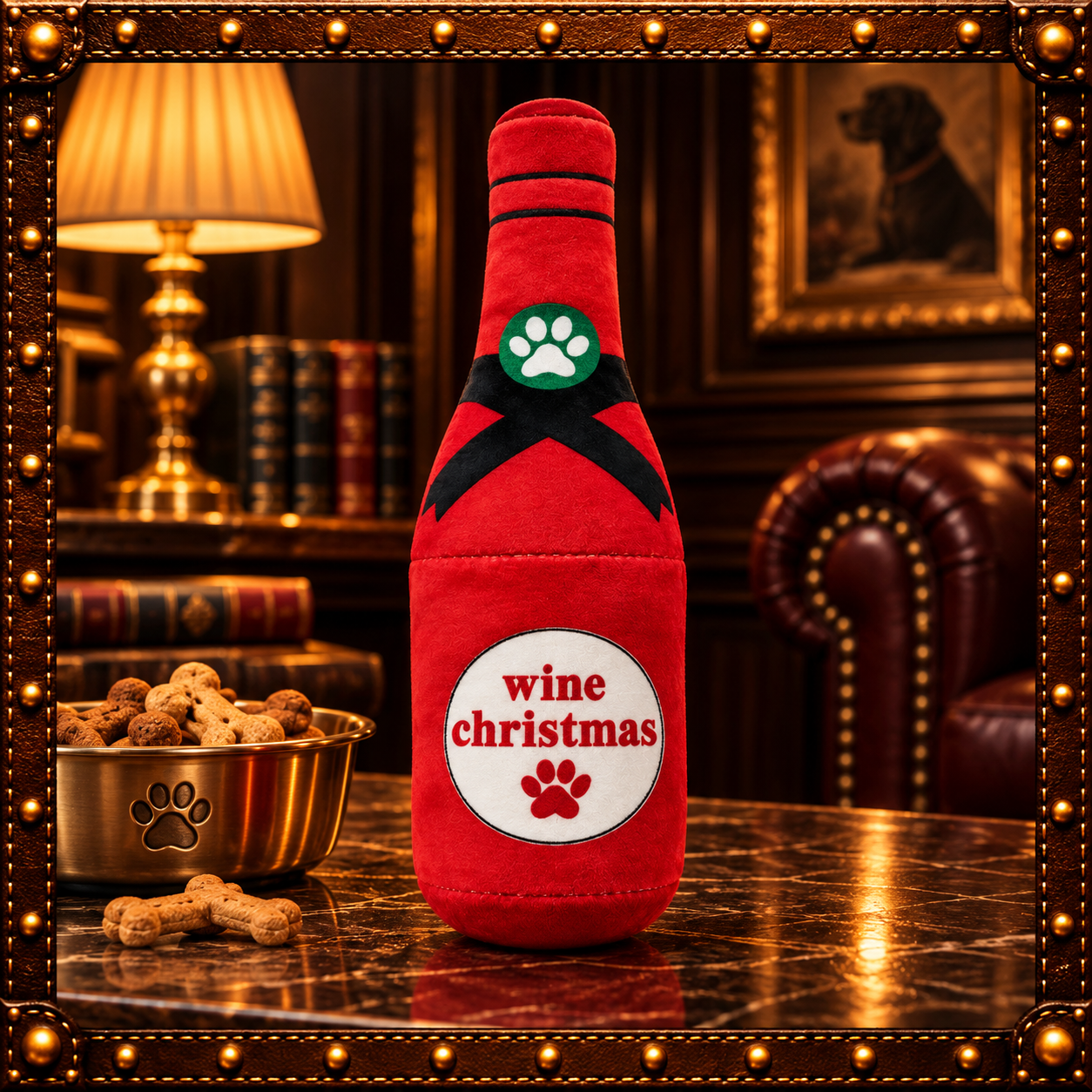 Christmas Wine Bottle Plush Squeaky Dog Toy