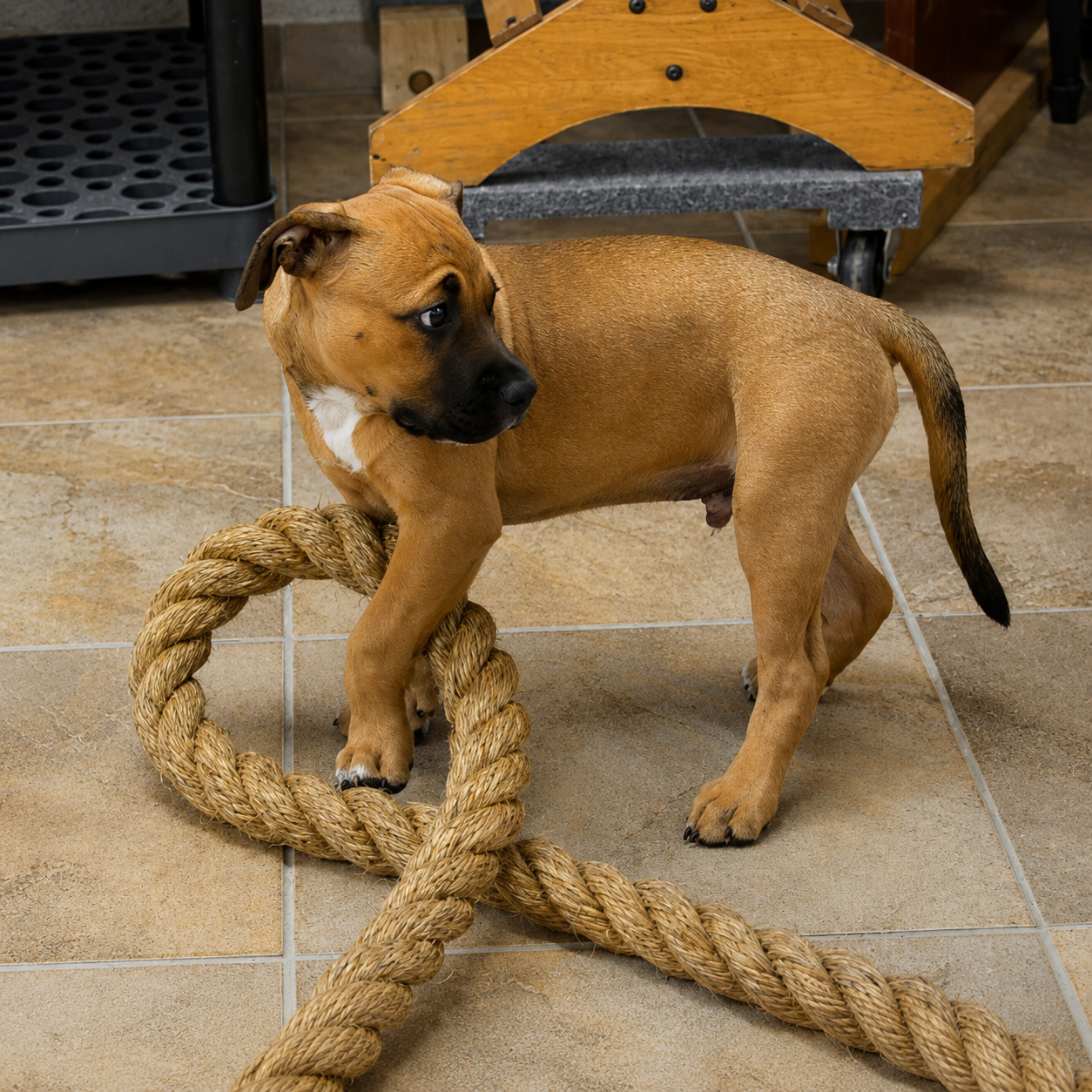 Furidian when he was a couple weeks old playing with a rope