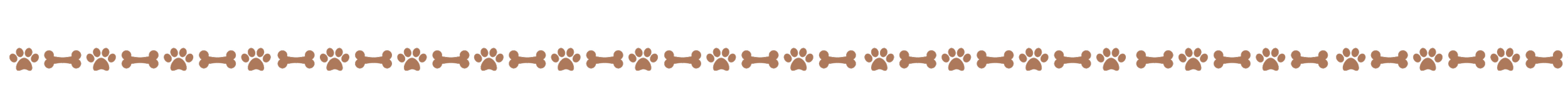 Line of alternating paw prints and bone icons on black background.