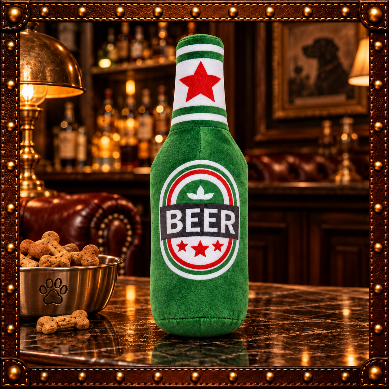 Beer Bottle Plush Squeaky Dog Toy