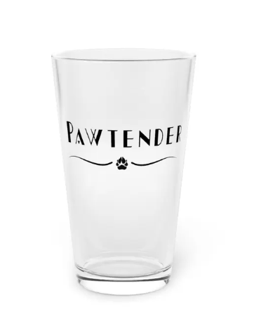 Pawtender Pint Glass | 16oz Beer Glass with Paw Print Design