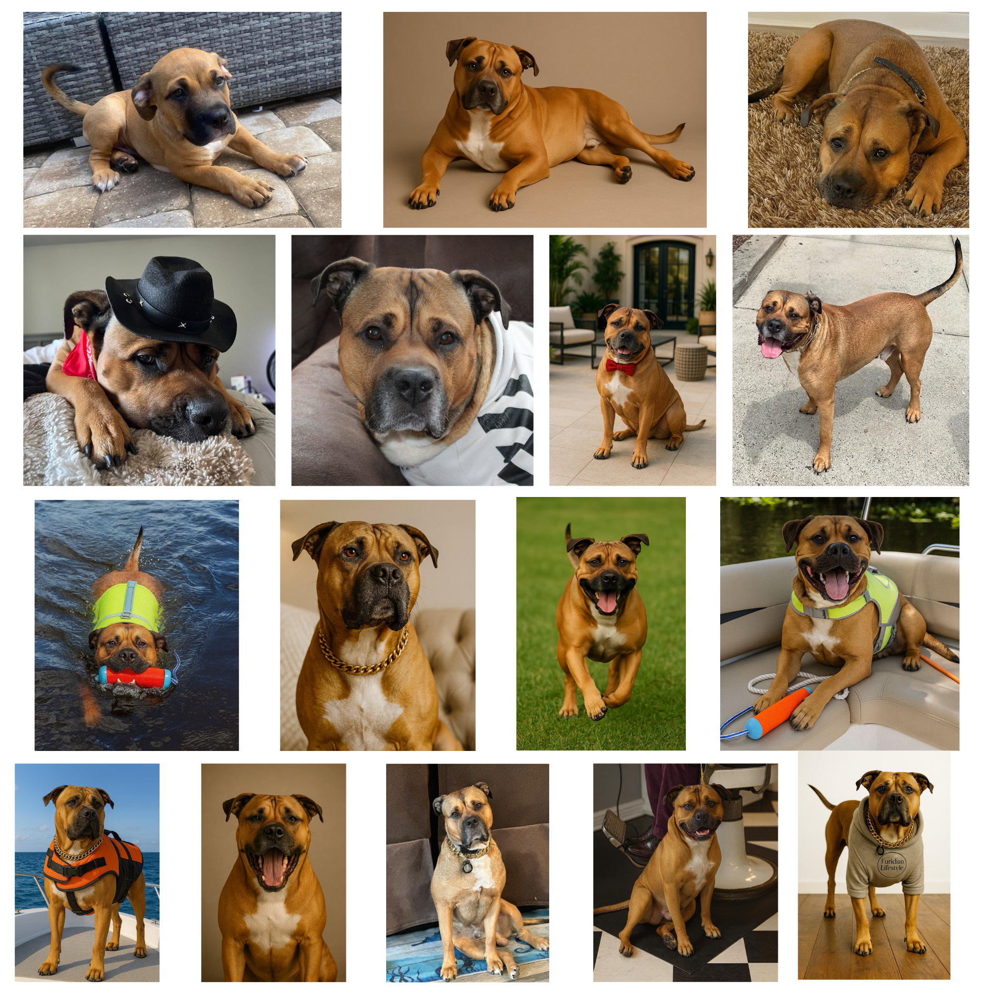 A collage of various pictures of Furidian, the heart and face of Furidian Lifestyle.