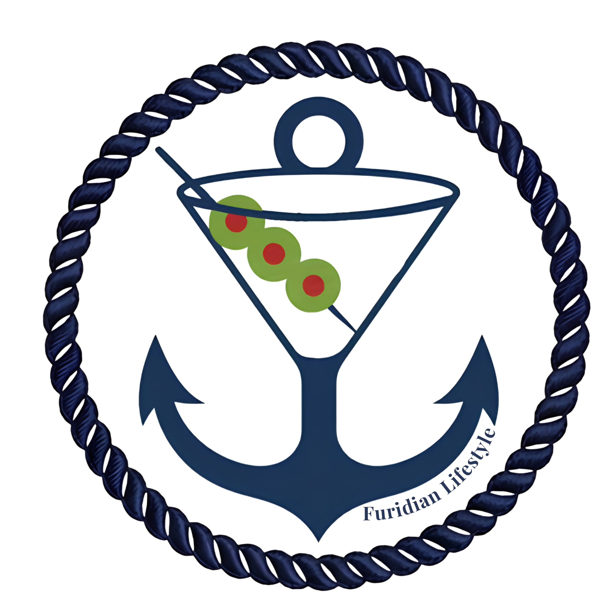 Martini glass in shape of Anchor - official Furidian Lifestyle Coastal Collection Logo