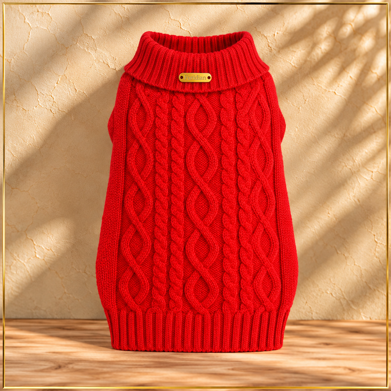 Furidian Red Cable-Knit Pet Sweater.png