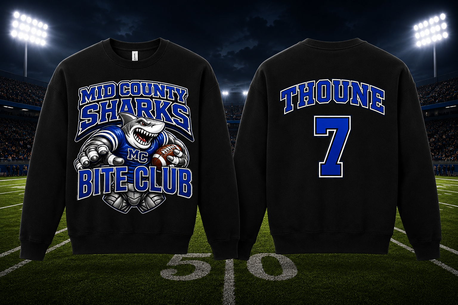 Sharks Bella+Canvas® Sponge Fleece Crewneck — Bite Club