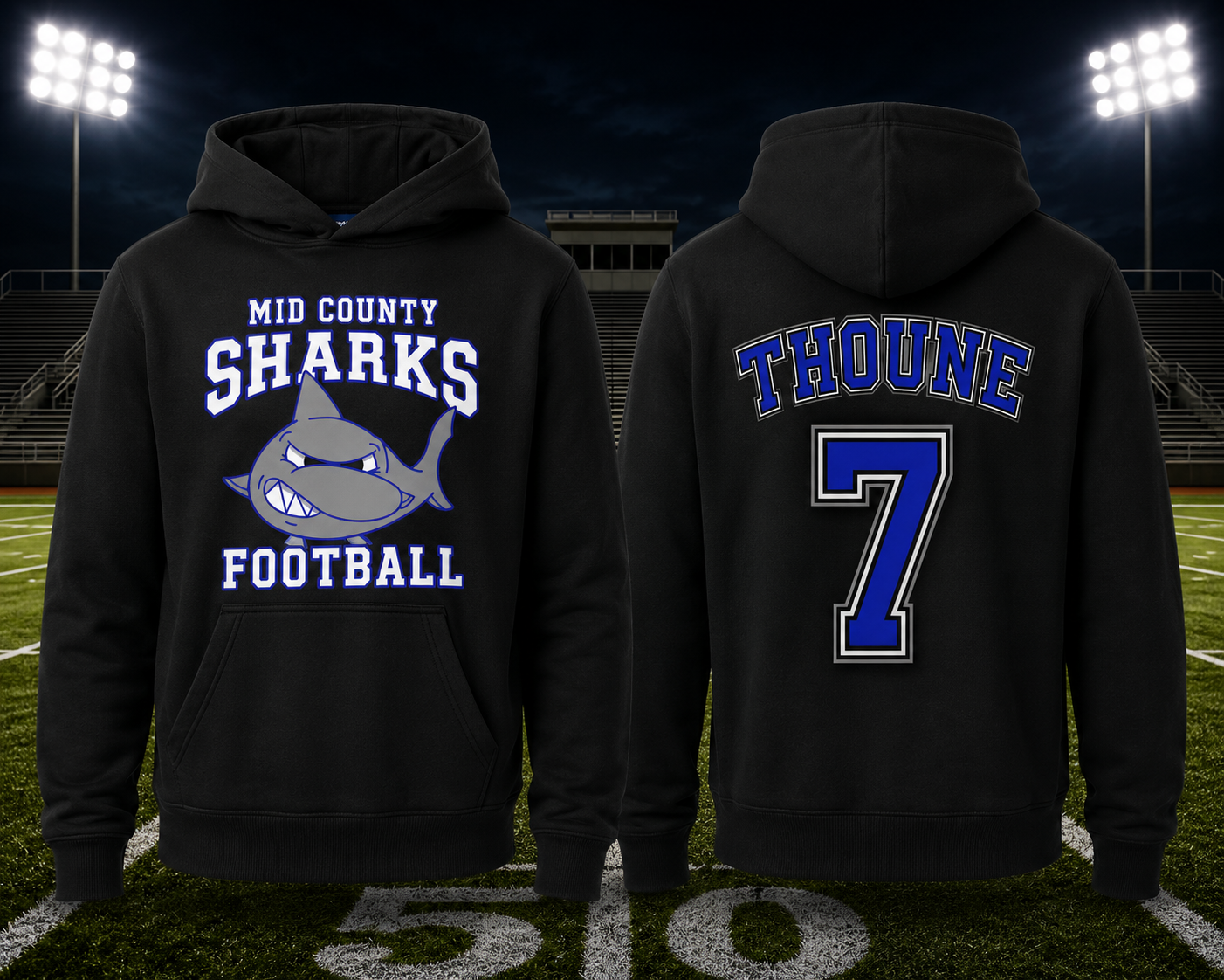 Sharks Sport-Tek® Youth Sport-Wick® Fleece Hooded Pullover — Old School Blue