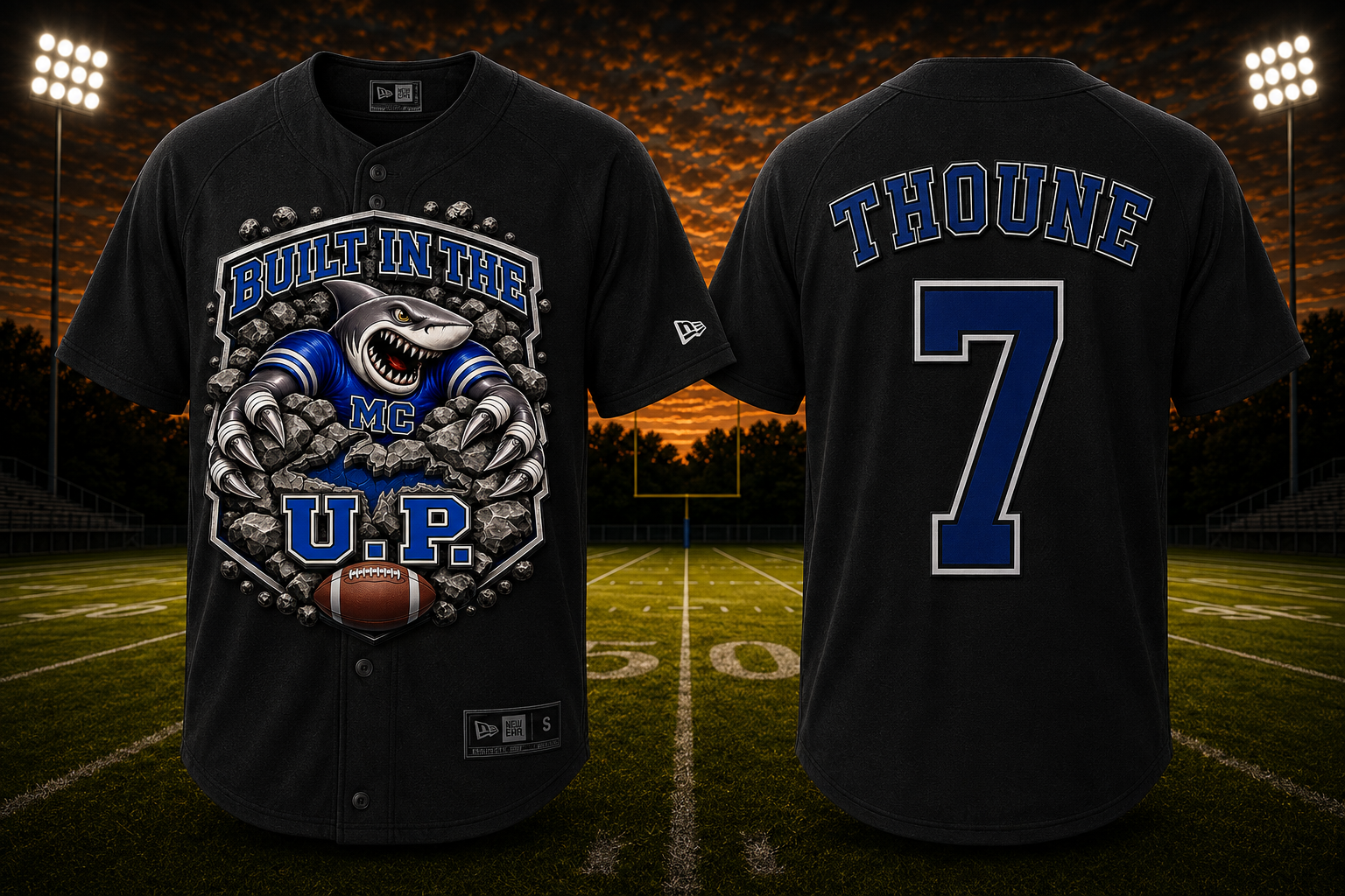 Sharks New Era® Youth Diamond Era Full-Button Jersey — Built in the UP