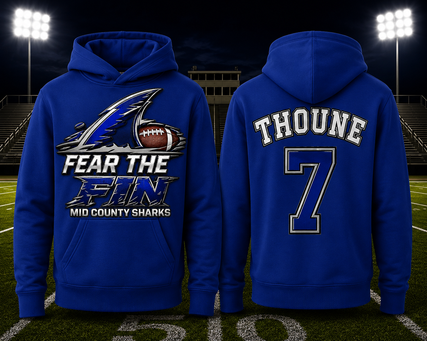 Sharks Sport-Tek® Youth Sport-Wick® Fleece Hooded Pullover — Fear the Fin