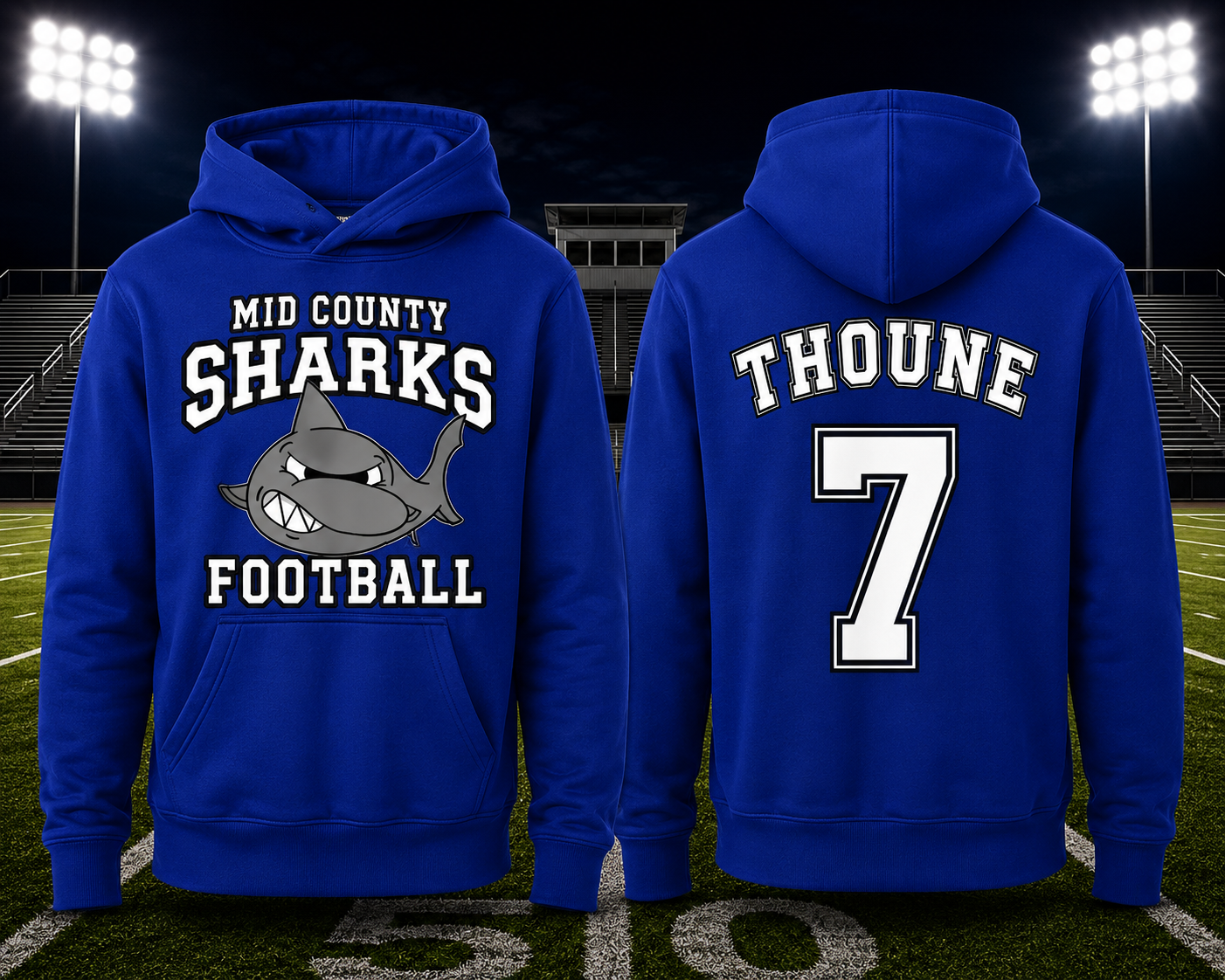 Sharks Sport-Tek® Youth Sport-Wick® Fleece Hooded Pullover — Old School Black
