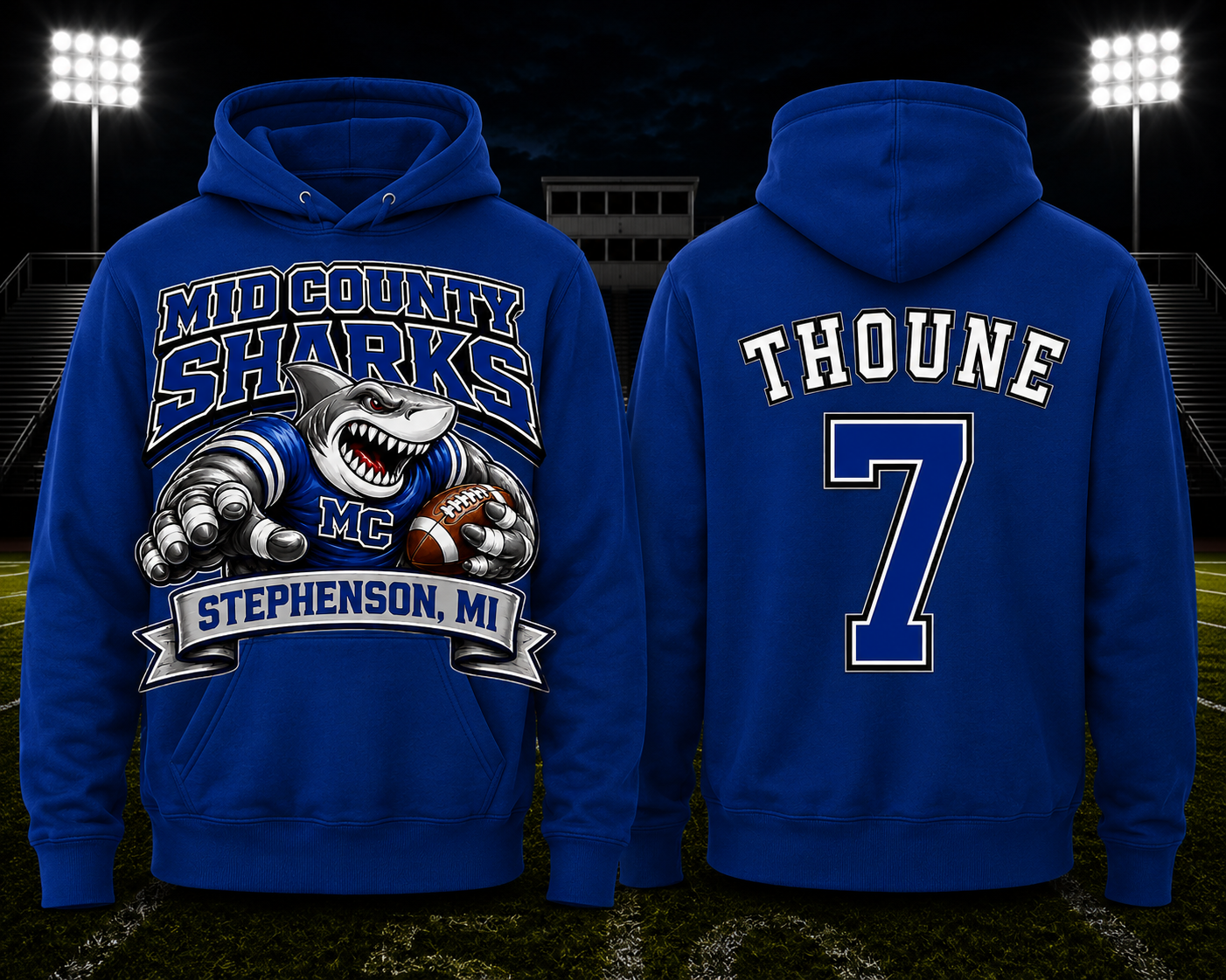 Sharks Jerzees® Youth NuBlend® Pullover Hooded Sweatshirt — New Sharks Logo