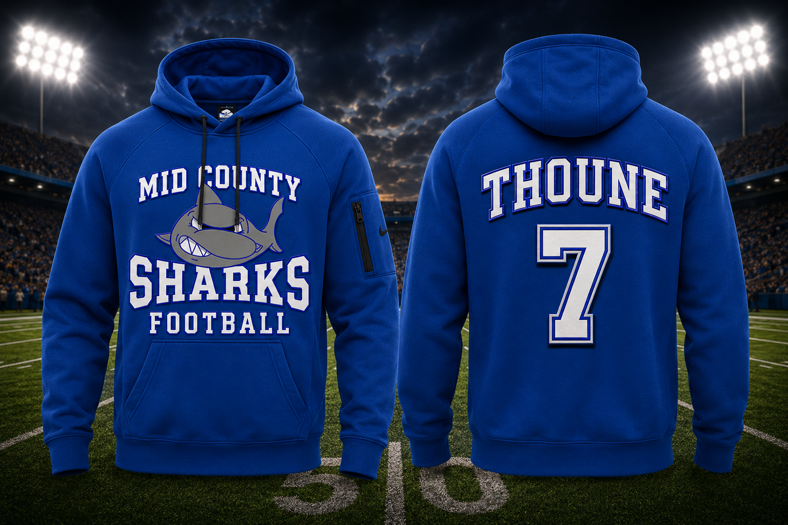 Sharks Nike® Therma-FIT Pocket Hoodie — Old School Blue