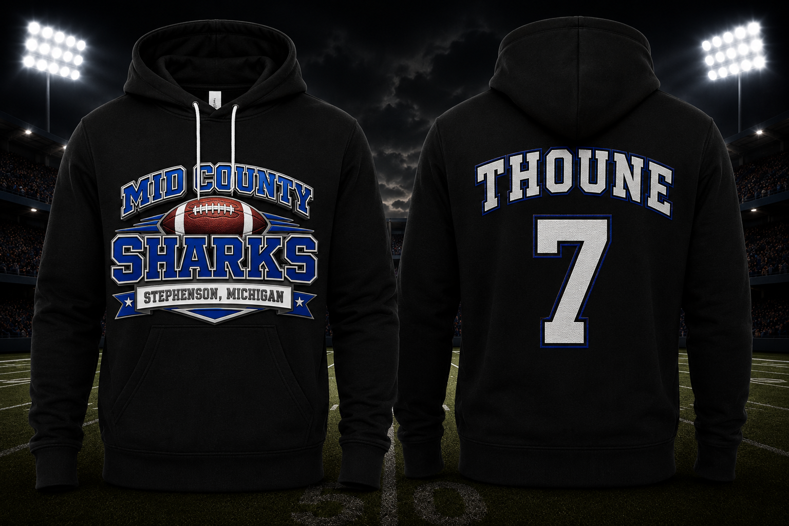 Sharks Bella+Canvas® Sponge Fleece Hoodie — Vintage
