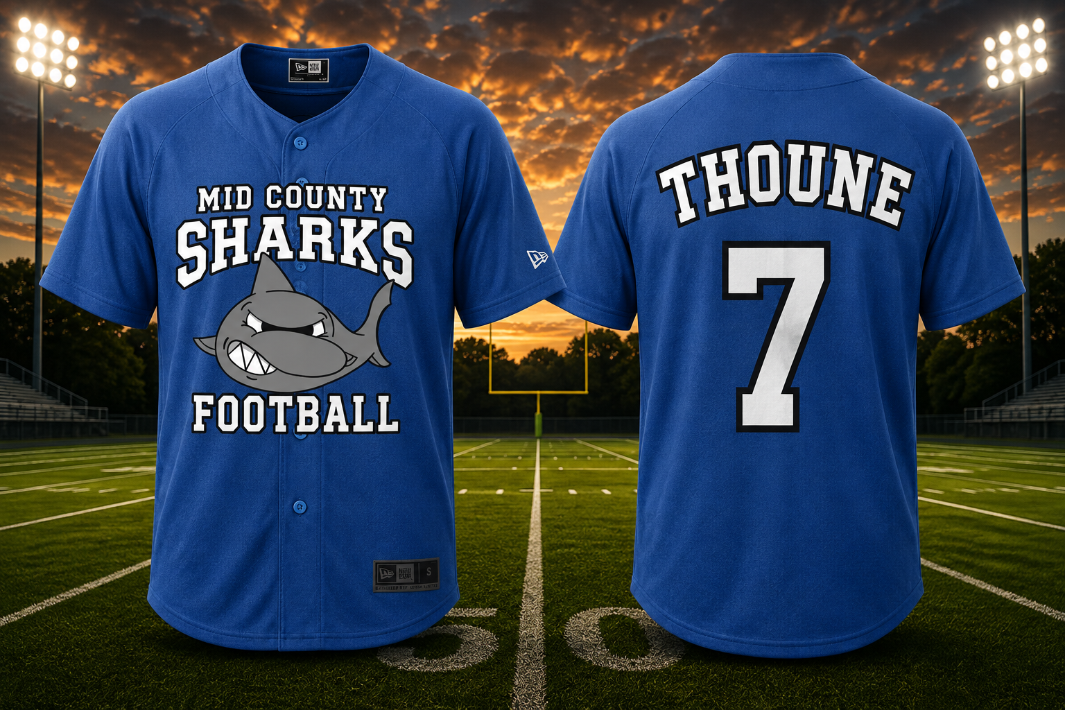 Sharks New Era® Youth Diamond Era Full-Button Jersey — Old School Black
