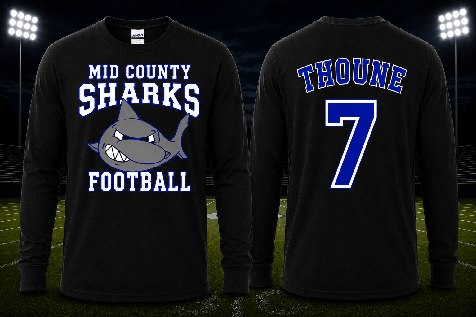 Sharks A4 Cooling Performance Long Sleeve Tee — Old School Blue