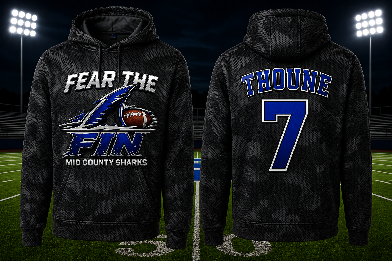 Sharks Sport-Tek® Sport-Wick® CamoHex Fleece Hooded Pullover — Fear the Fin