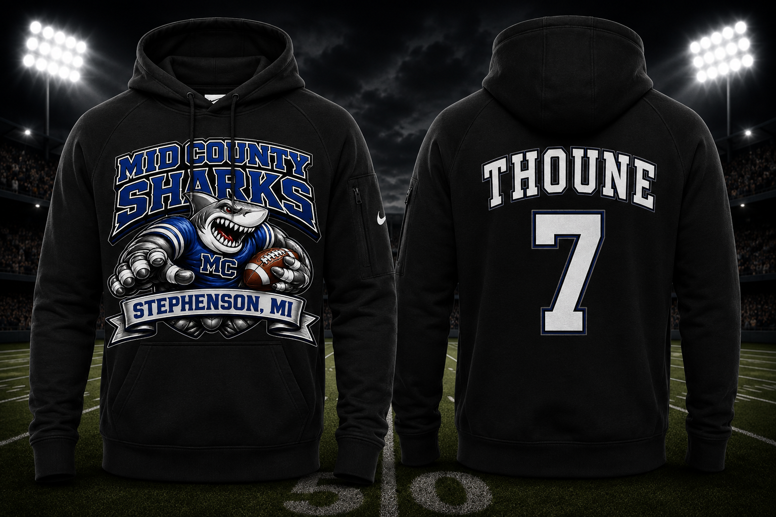 Sharks Nike® Therma-FIT Pocket Hoodie — New Sharks Logo
