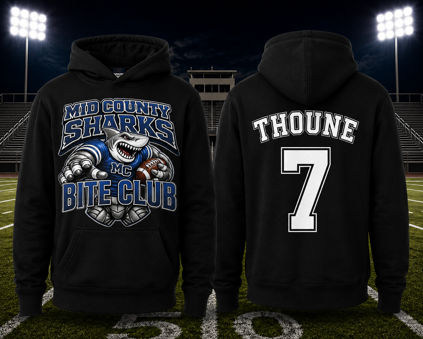 Sharks Port & Co® Performance Fleece Pullover Hooded Sweatshirt — Bite Club