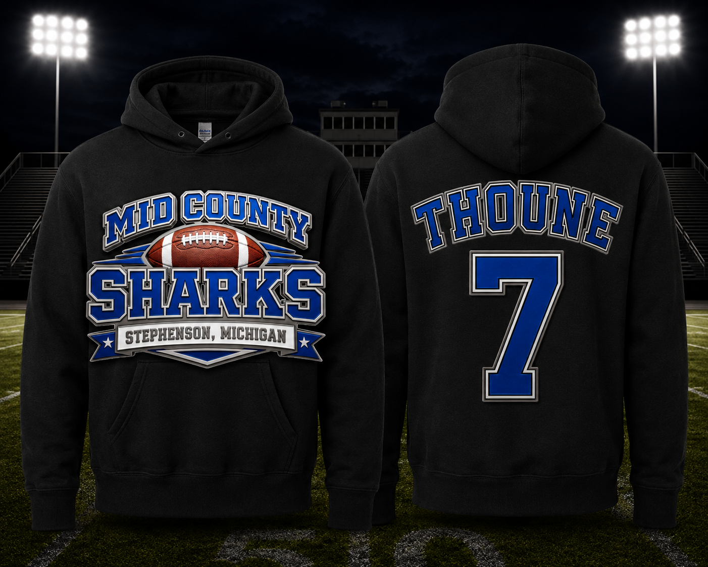 Sharks Port & Co® Performance Fleece Pullover Hooded Sweatshirt — Vintage