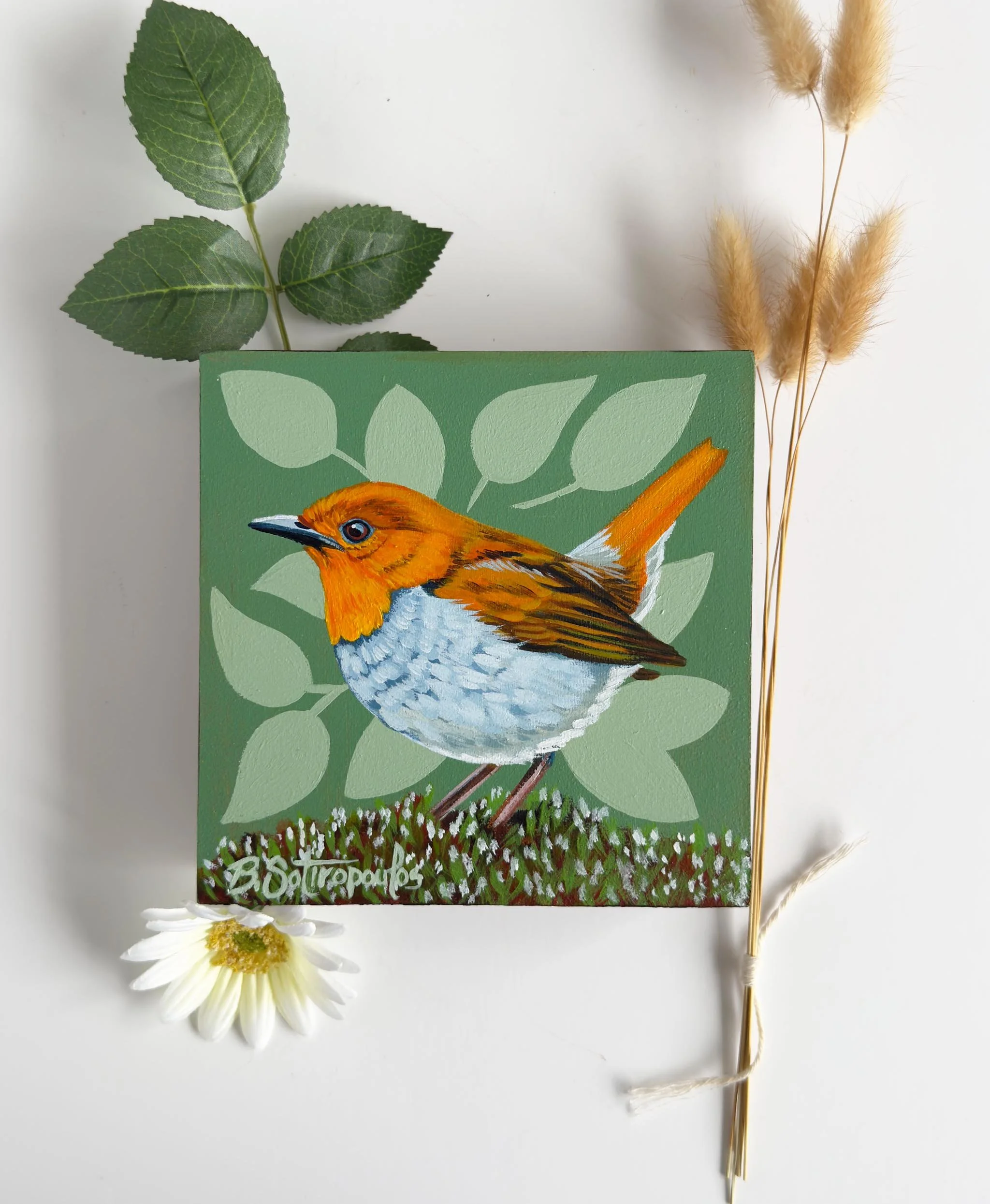 Komadori - 6x6 inch Acrylic on Birch Panel