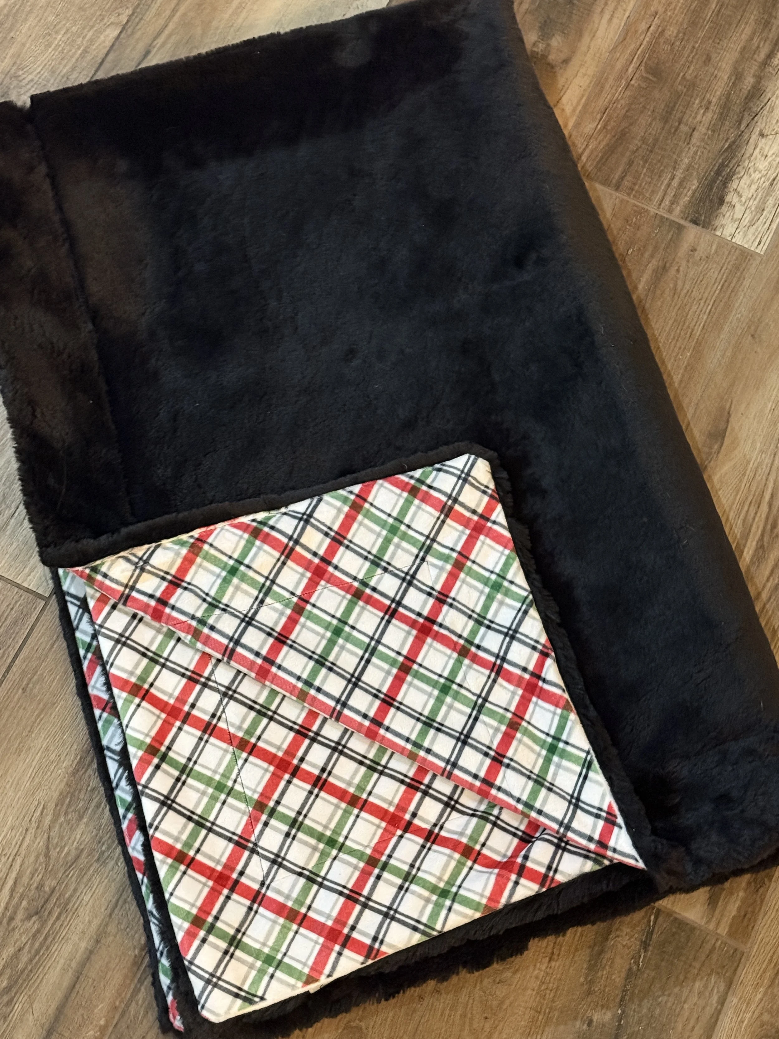 Luxe Cuddle Black Bunny and  Digital Cuddle Xmas Plaid