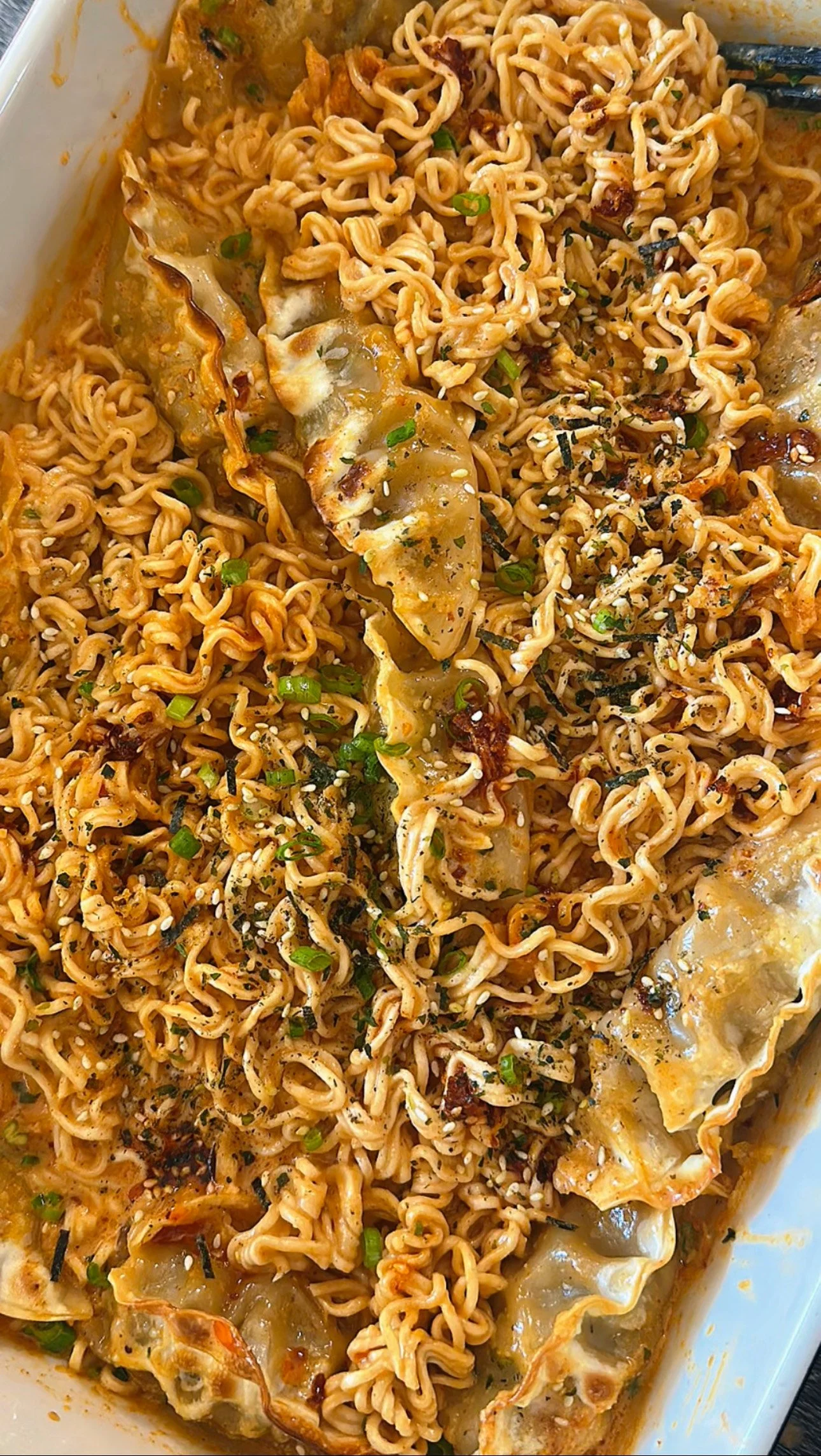 Rosé Dumpling Ramen Bake