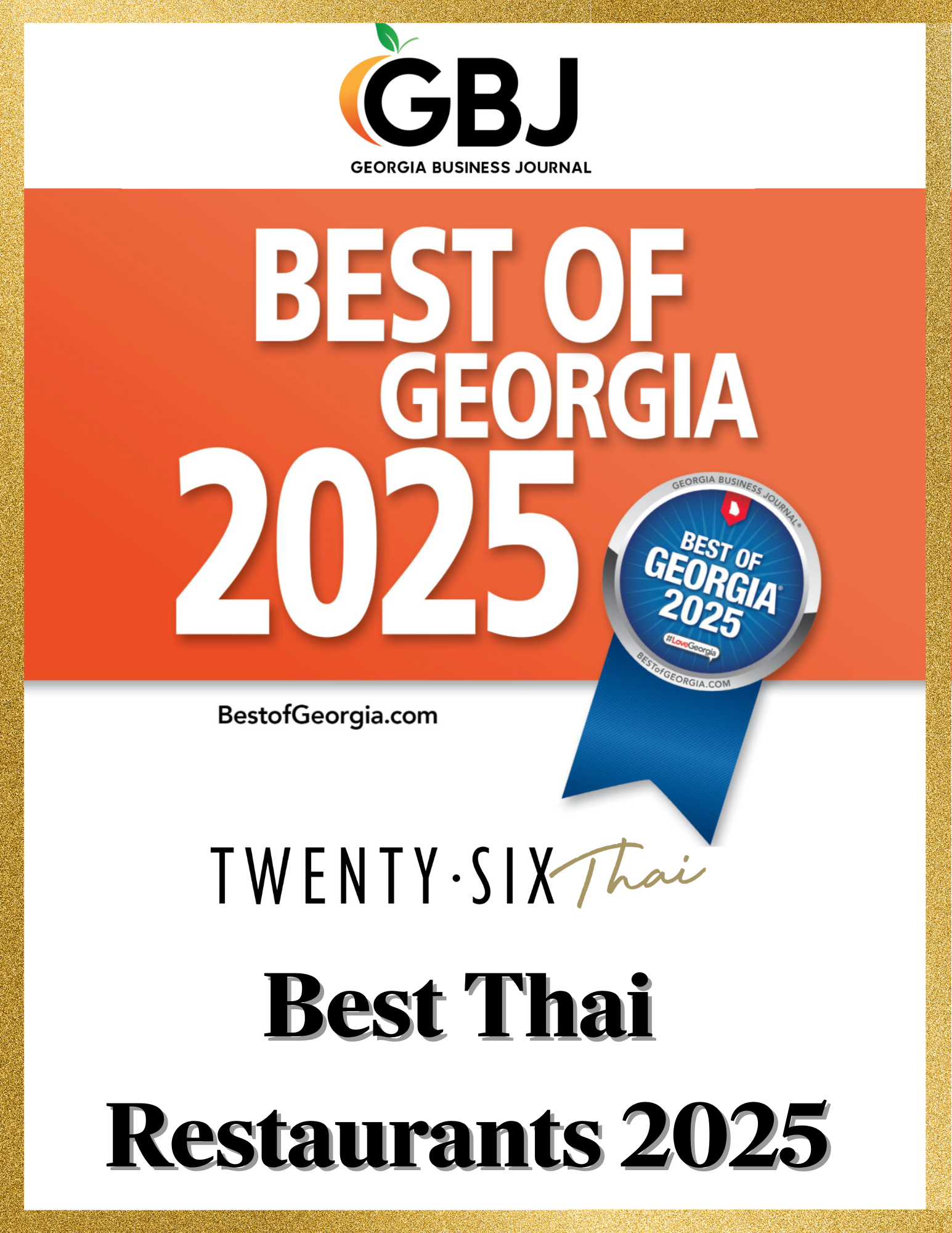 Georgia Business Journal Names 26 Thai a “Best of Georgia 2025” Winner