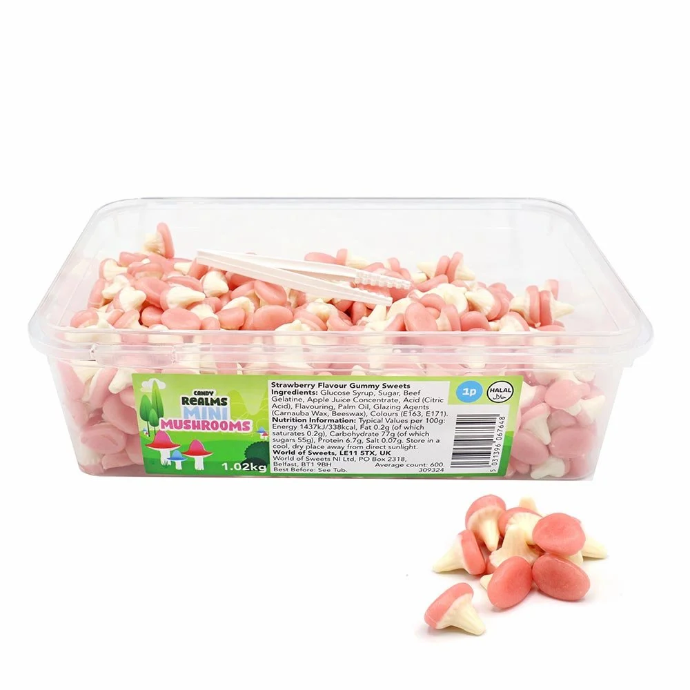 Mini Mushrooms - 1.02kg (approx. 600 pieces)
No Artificial Colours. 
Halal.