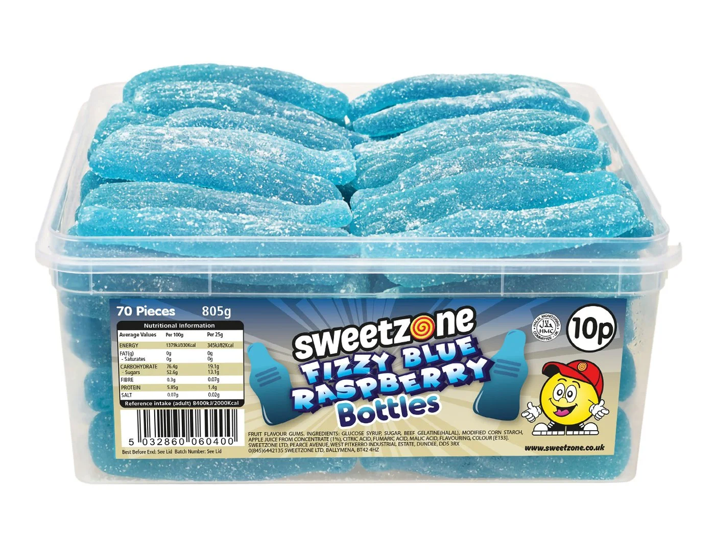 Giant Fizzy Raspberry Bottles - 805g (approx. 70 pieces)
Halal.