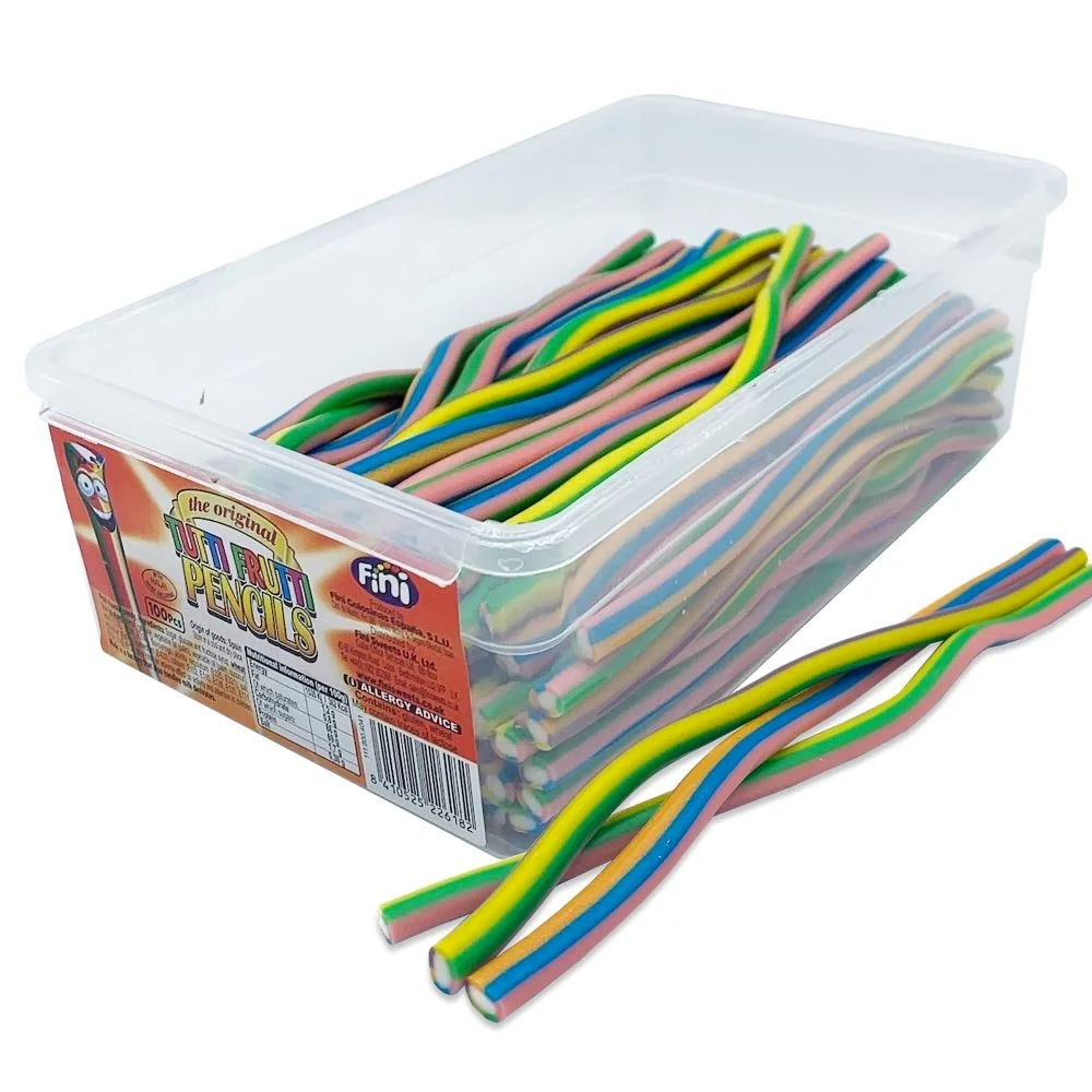 Tutti Frutti Pencils - 1kg (100 pieces)
Contains Wheat and gluten. May contain traces of Milk.
