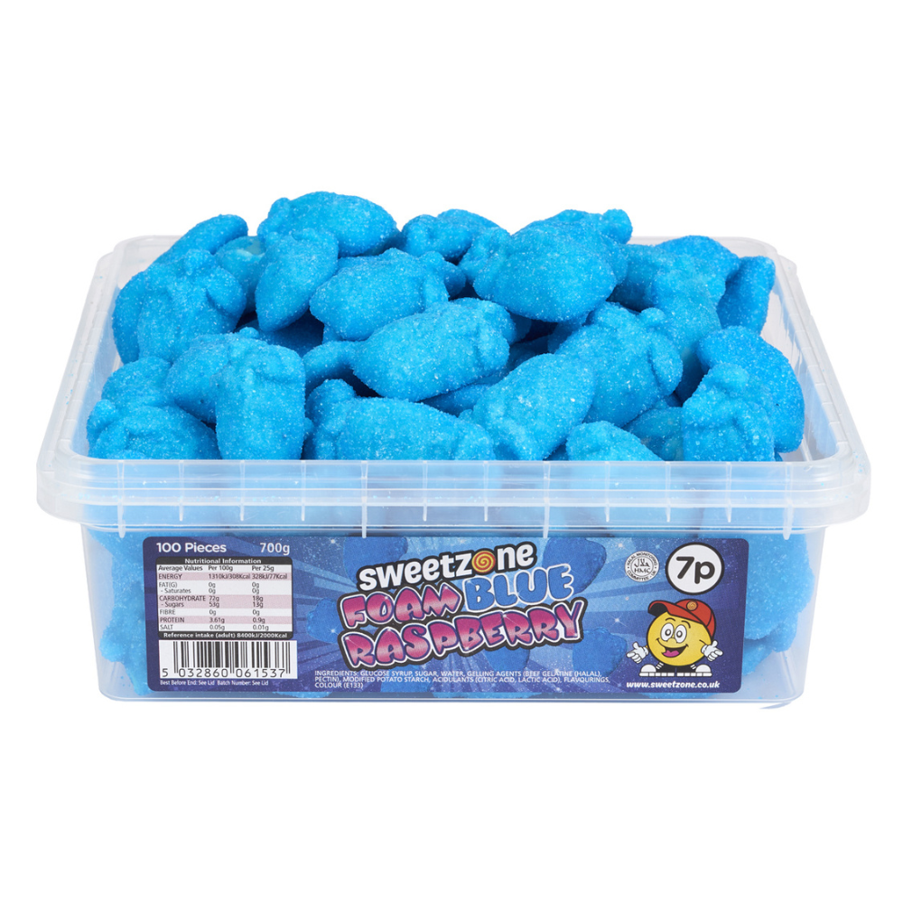 Foam Blue Raspberry Slices - 700g 
Halal.