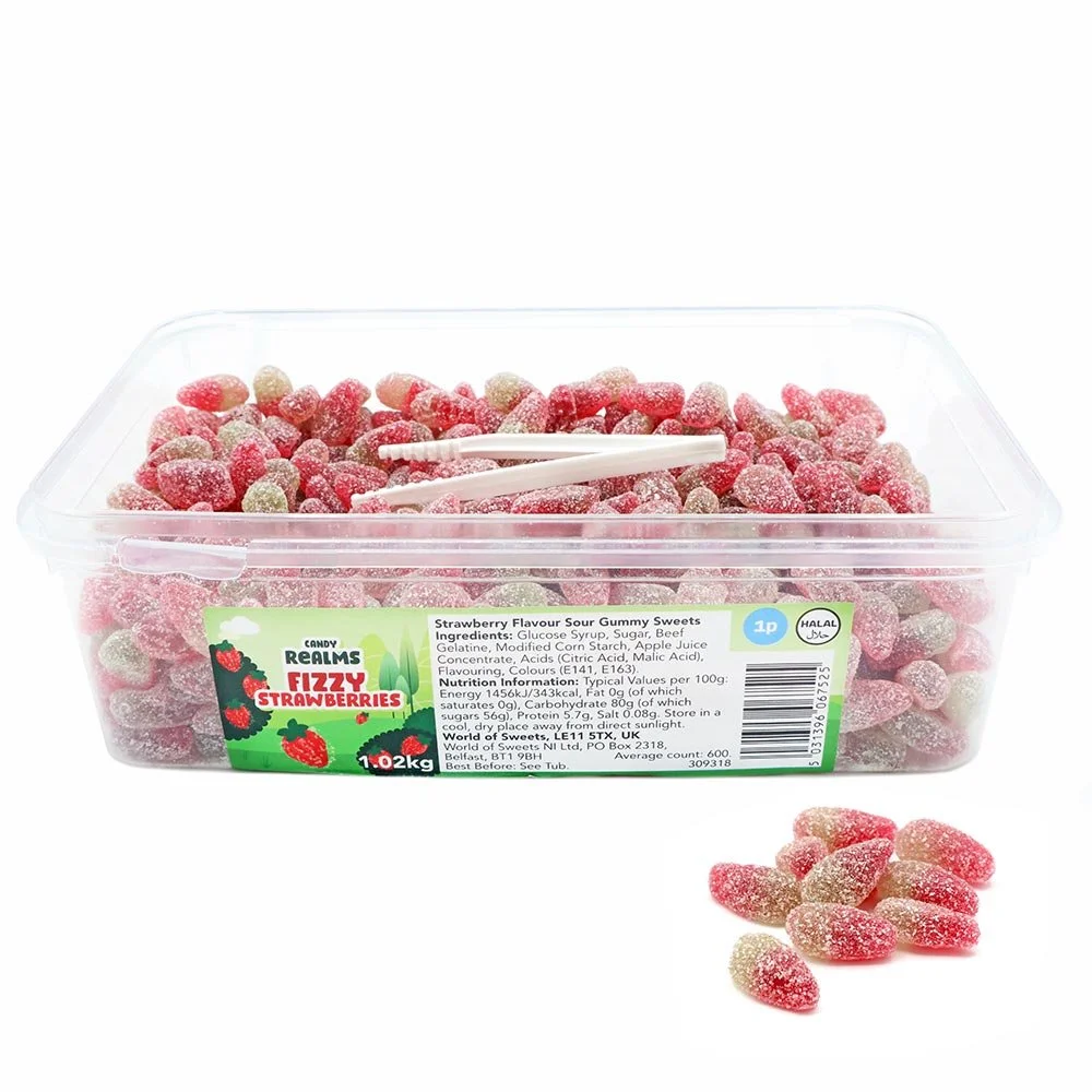 Fizzy Strawberries - 1.02kg (approx. 600 pieces)
No Artificial Colours.
Halal.