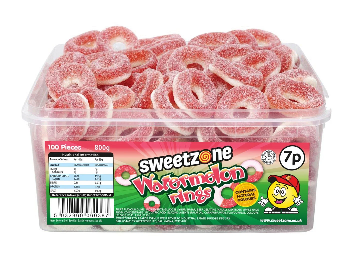Watermelon Rings - 800g (approx. 100 pieces)
Halal.