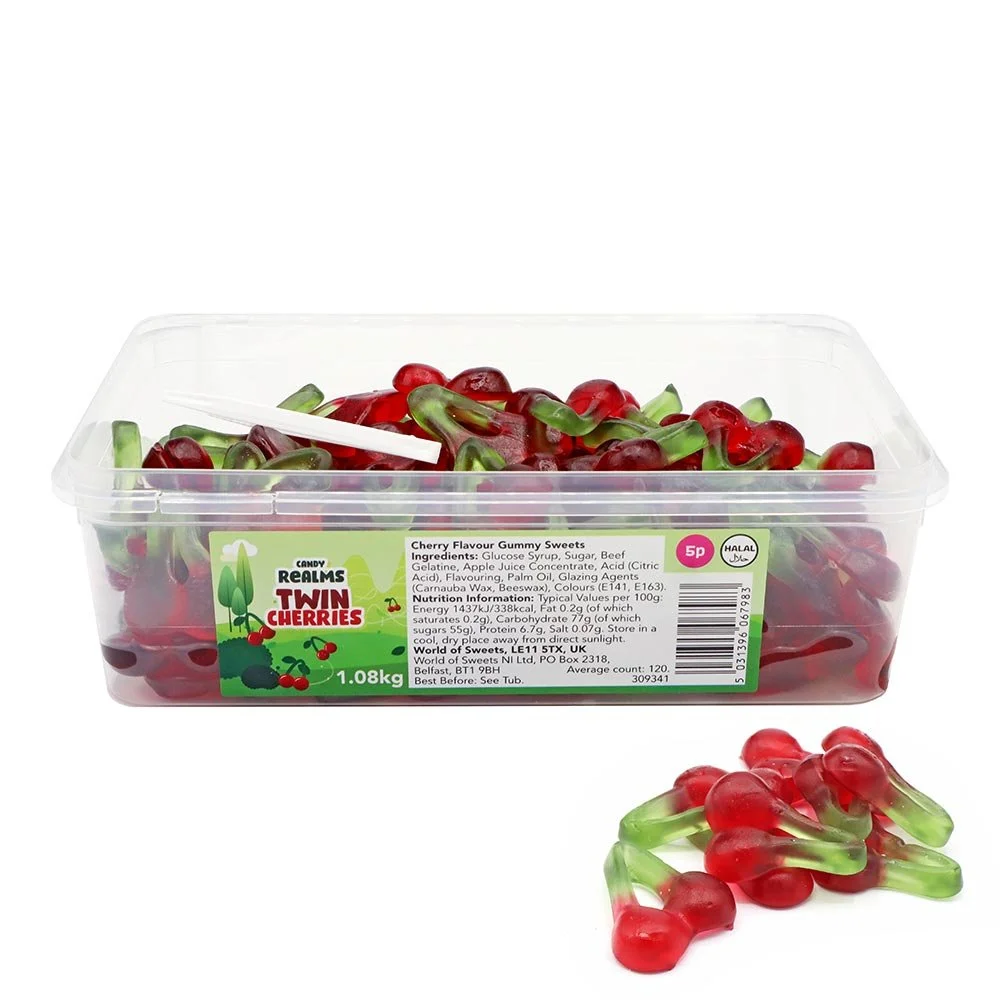 Twin Cherries - 1.08kg (approx. 120 pieces)
No Artificial Colours.
Halal.