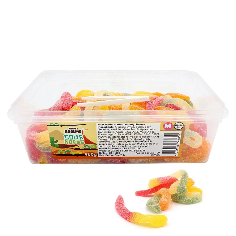Sour Worms - 960g (approx. 120 pieces)
No Artificial Colours.
Halal.