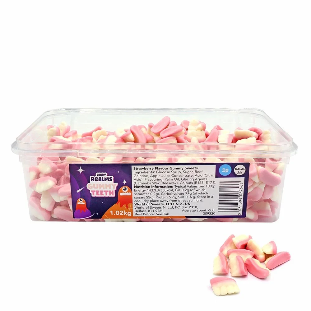 Gummy Teeth - 1.02kg (approx. 600 pieces)
No Artificial Colours.
Halal.