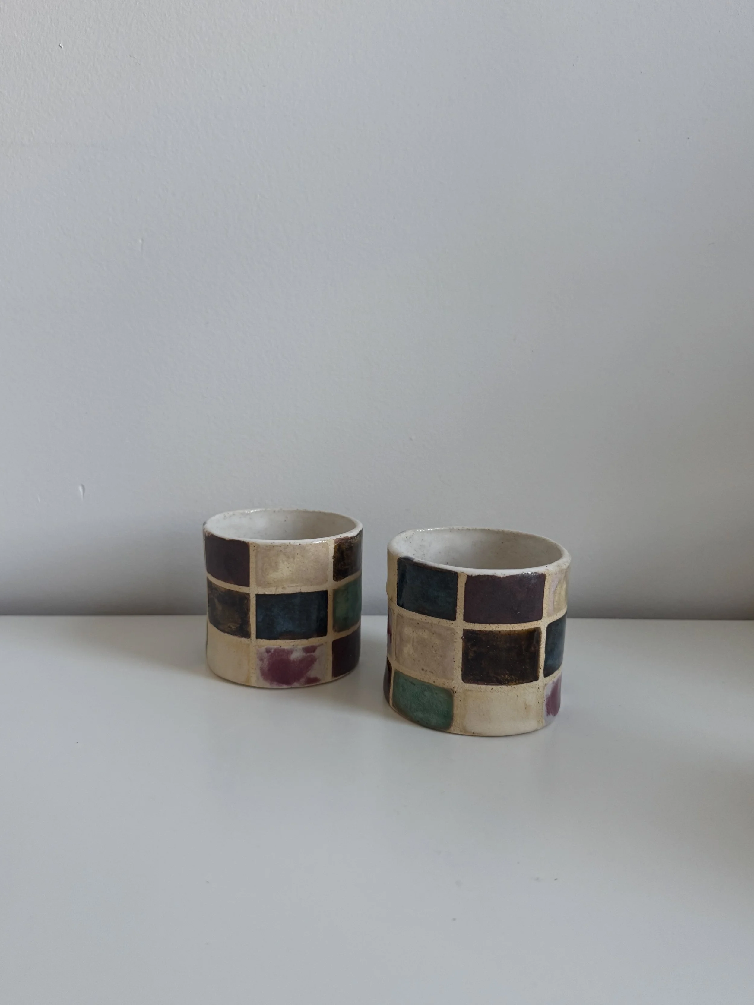 Hanmade Checkered Ceramic Cup
