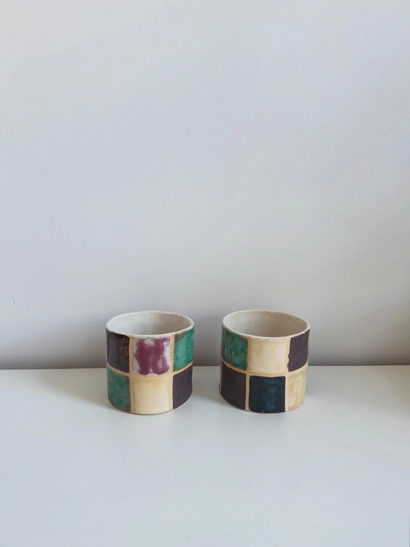 Hanmade Checkered Ceramic Cup Set