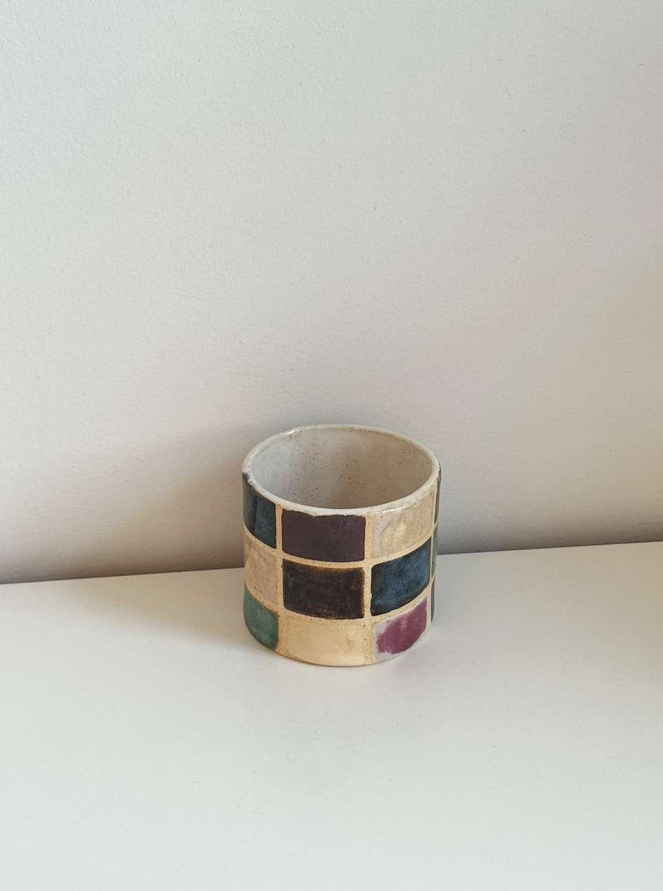 Hanmade Checkered Ceramic Cup