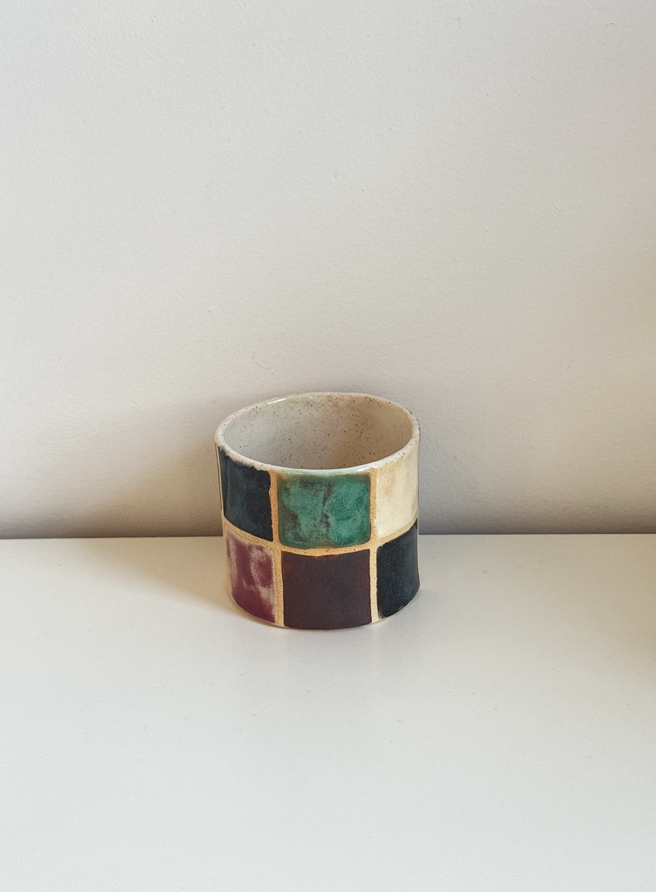 Hanmade Checkered Ceramic Cup Set
