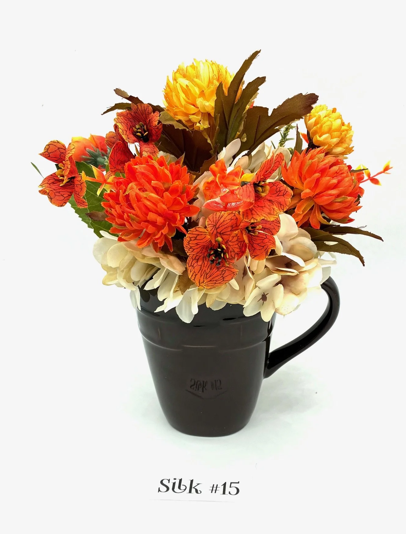Fall Mums & Hydrangeas Silk Flowers Bouquet in a Mug #15