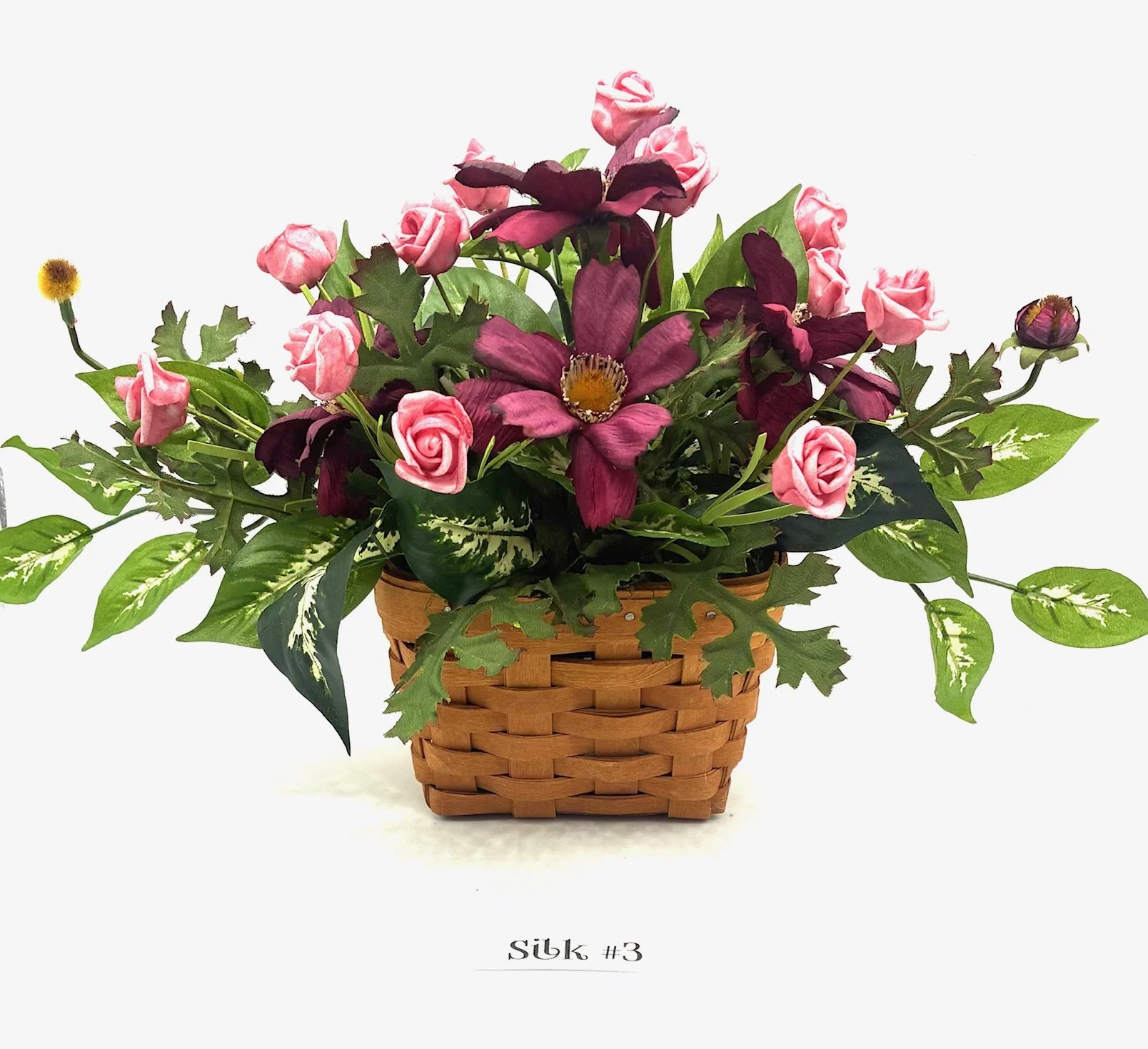 Ambrosia Basket & Silk Flowers Bouquet #3