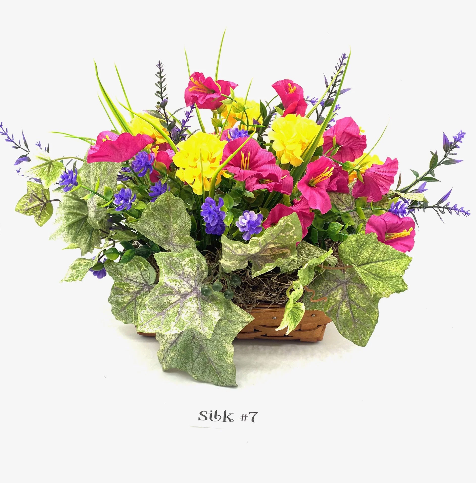 Lavender Basket & Silk Flowers Bouquet #7
