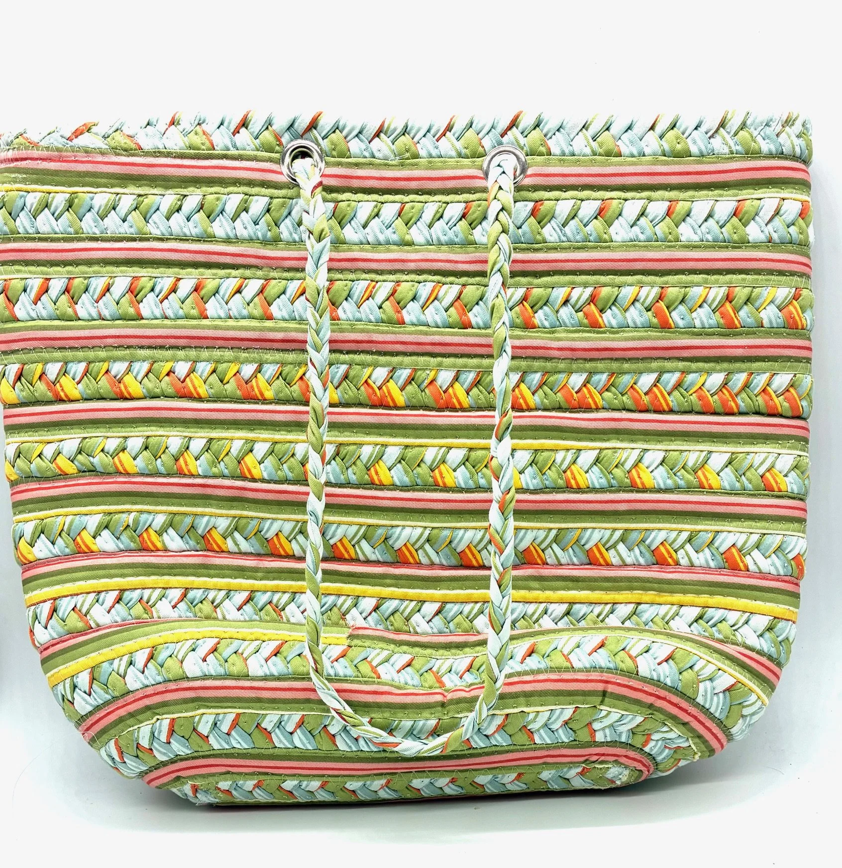 Braided Fabric Tote - Green