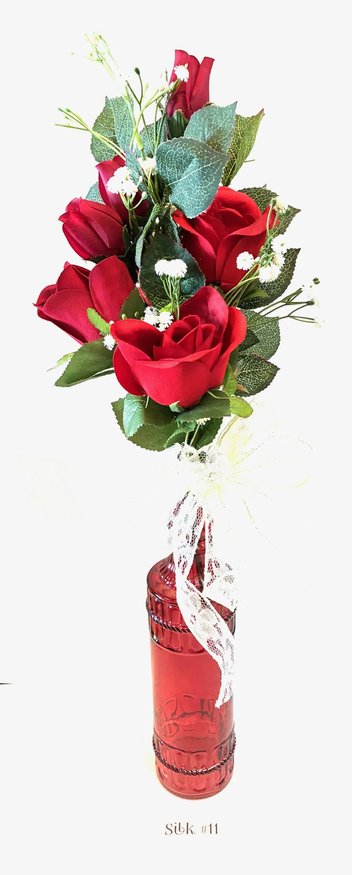 Roses & Baby's Breath Silk Flowers Bouquet #11