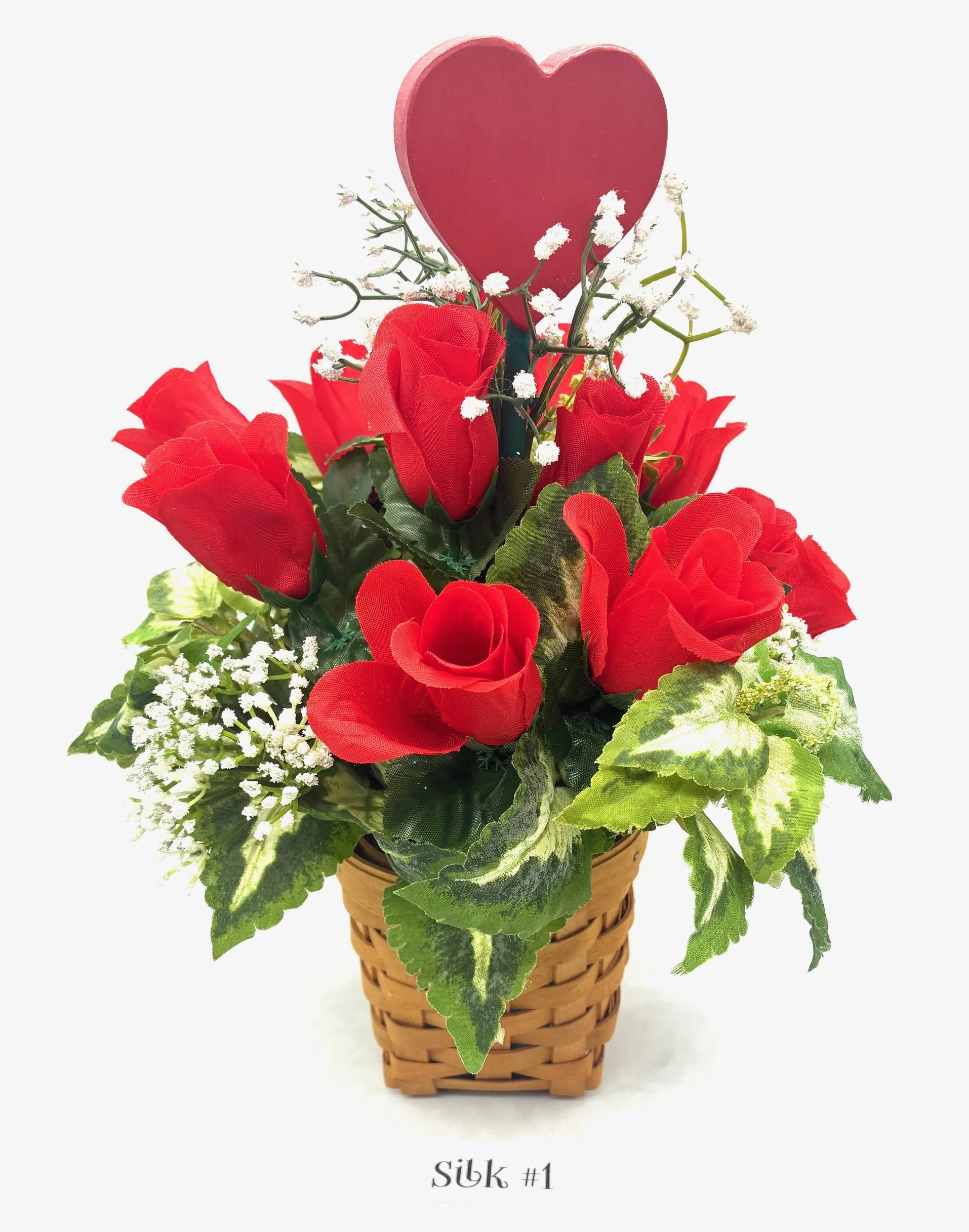 Pen Pal Basket & Silk Flowers Bouquet #1