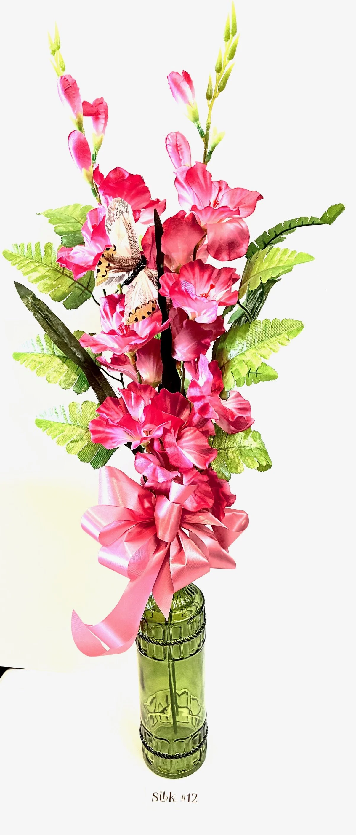 Gladiolas & Butterfly Accent Silk Flower Bouquet #12